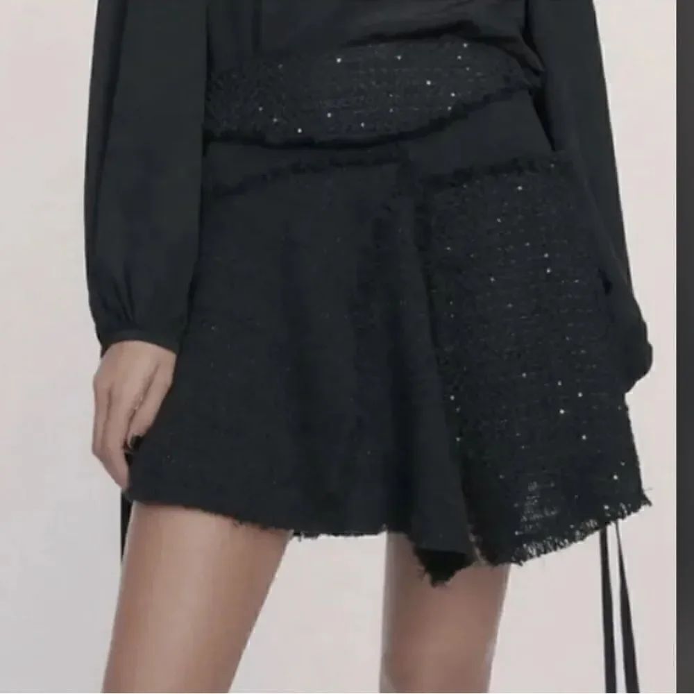NWT Zara Tweed Sequin A Line Mini Skirt